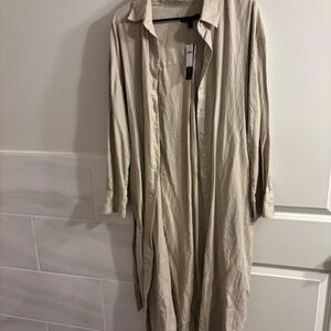 Banana Republic khaki utility shirt dress midi long sleeve size L